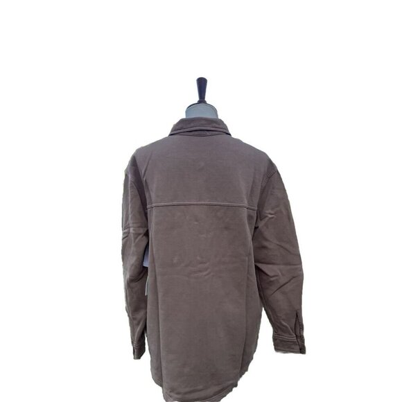 GSO235 Good American Cotton Fleece Shacket Shirt Jacket Size 1/2 - Picture 9 of 10